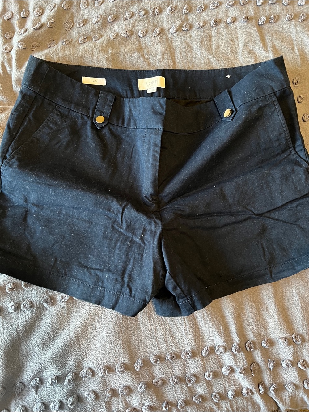 LOFT Navy Tailored Cotton Blend Shorts